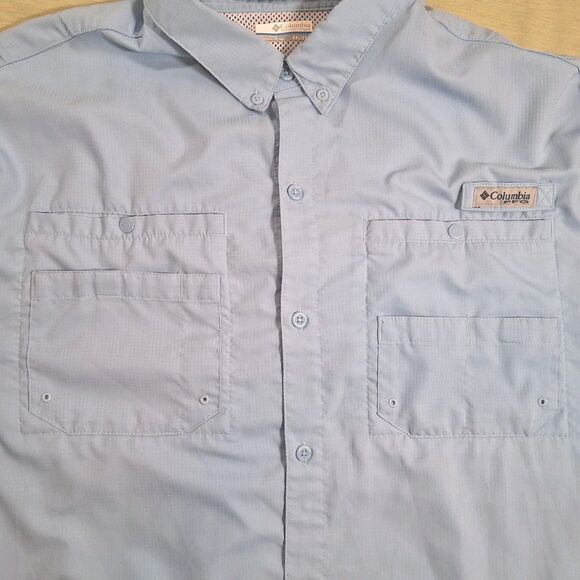 Columbia Tamiami PFG Mens XXL Short Sleeve Shirt Fishing Omni-Shade Vented Blue - Picture 5 of 8